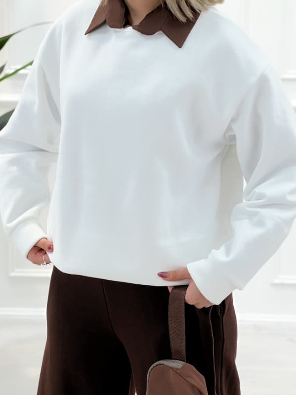 بلوز دورس یقه گرد ساده زنانه سفید