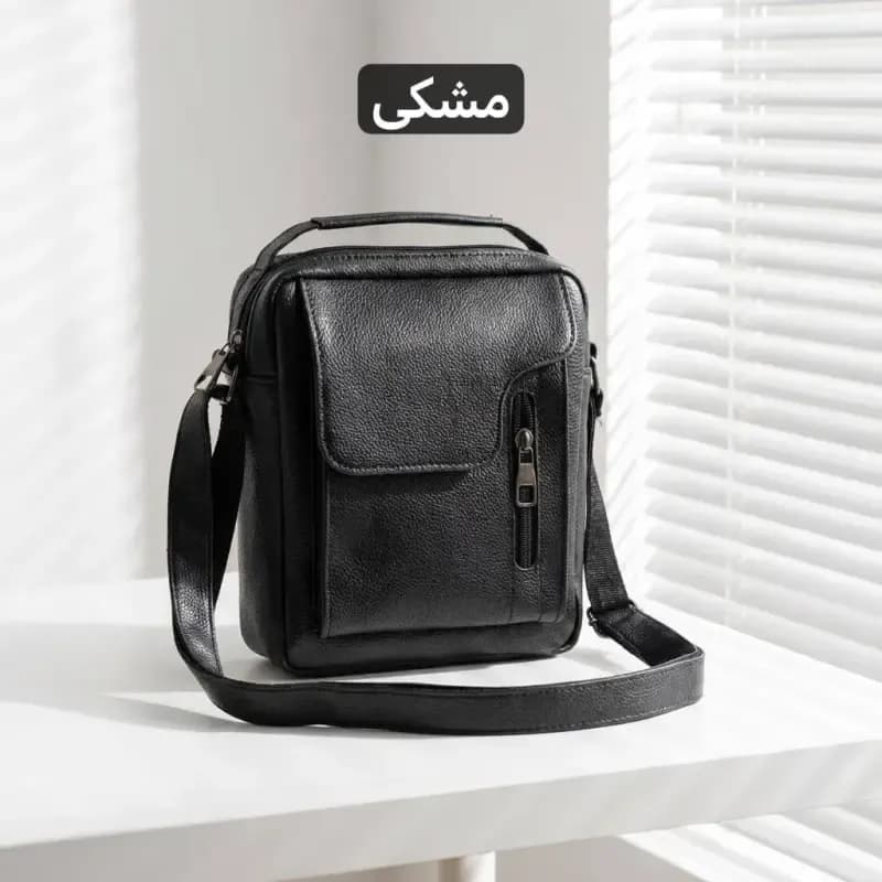 کیف مردانه چرم مصنوعی اداری و روزمره بند دار — تصویر ۵