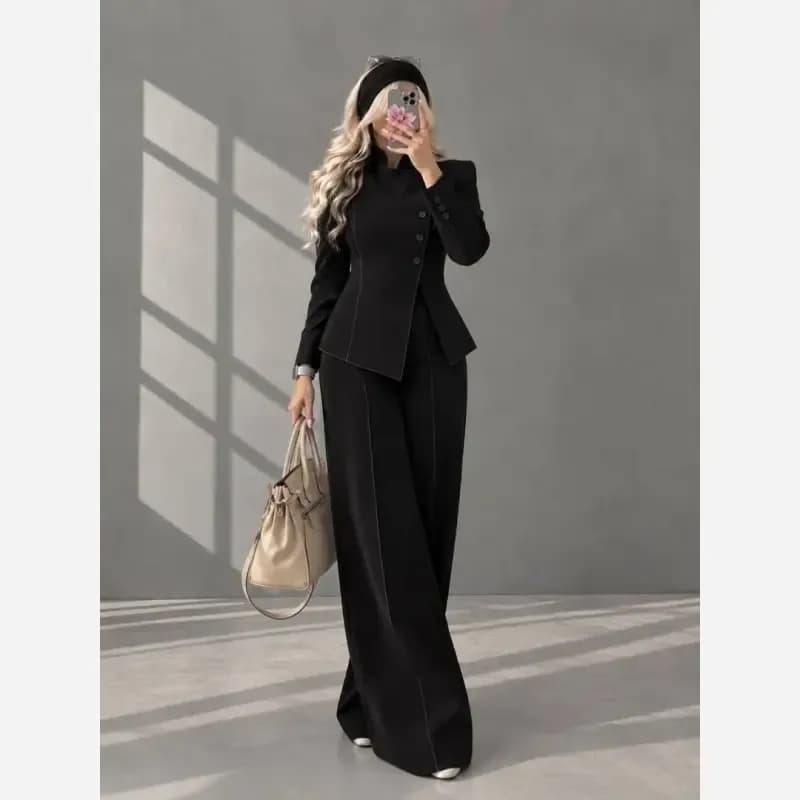 کت و شلوار زنانه مهرناز کرپ کتان ترک مغزی دوزی شده — تصویر ۲