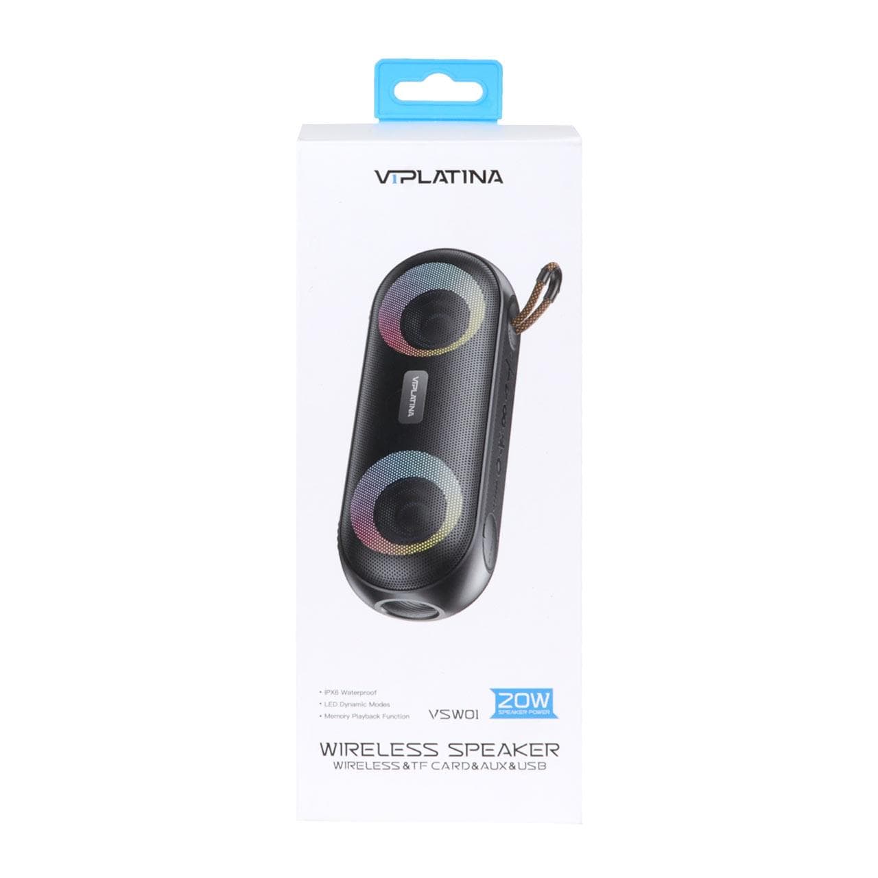 اسپیکر بلوتوثی 20 وات ضد آب VIPLATINA مدل VSW01 RGB – مشکی (کارکرده) — تصویر ۷