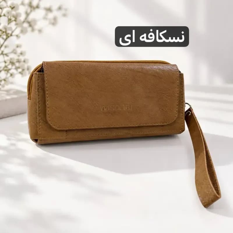 جاکارتی چرم مصنوعی زنانه مدل دکمه دار با 8 جیب داخلی — تصویر ۷