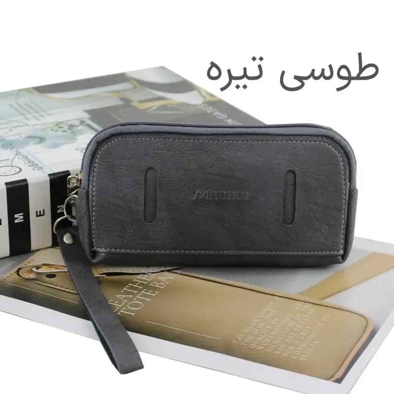 جاکارتی چرم مصنوعی زنانه مدل دکمه دار با 8 جیب داخلی — تصویر ۴