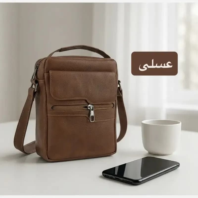 کیف مردانه چرم مصنوعی اسپرت و روزمره بند دار — تصویر ۴