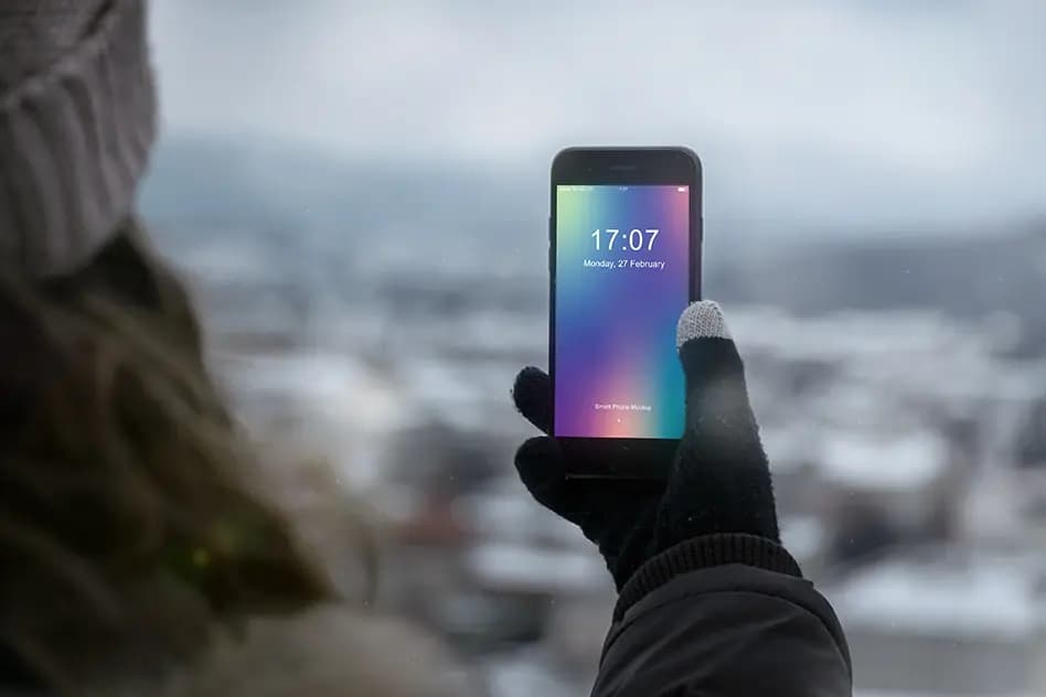 موکاپ موبایل آیفون در دست به صورت لایه باز برای فتوشاپ — تصویر ۸