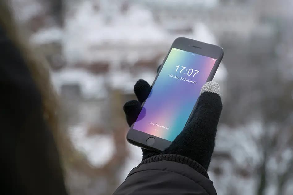 موکاپ موبایل آیفون در دست به صورت لایه باز برای فتوشاپ — تصویر ۷