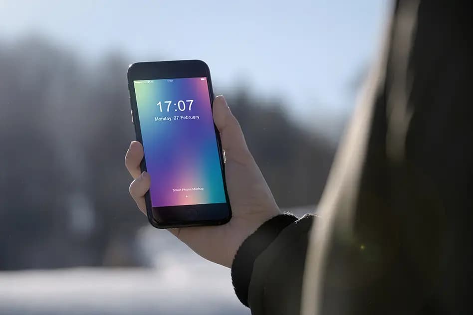 موکاپ موبایل آیفون در دست به صورت لایه باز برای فتوشاپ — تصویر ۲