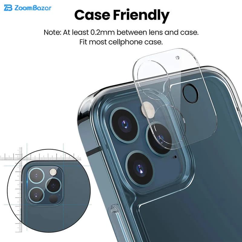 محافظ لنز دوربین بوف مدل Clear-G مناسب برای گوشی موبایل اپل Iphone 13 Pro Max / 13 Pro — تصویر ۳