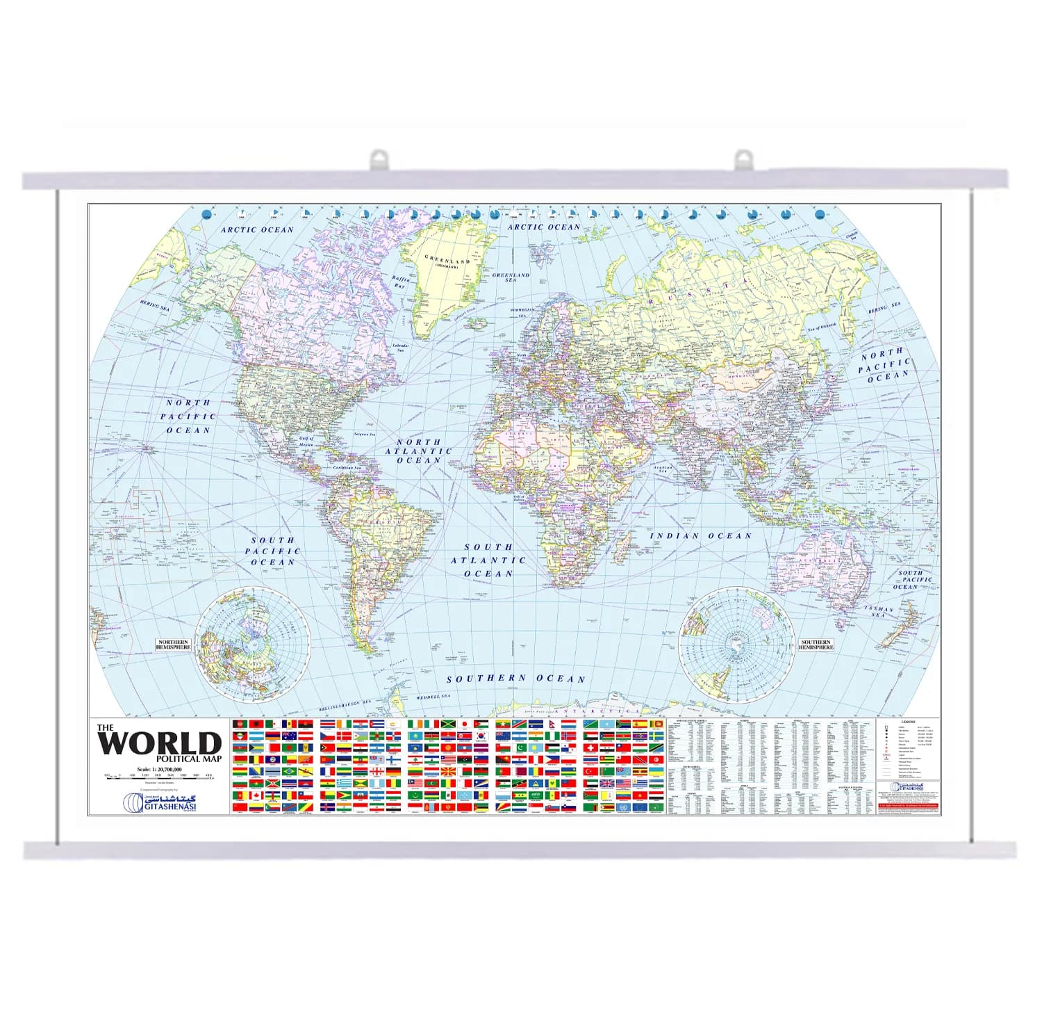 نقشه جهان انگلیسی انتشارات گیتاشناسی نوین کد A.P1287