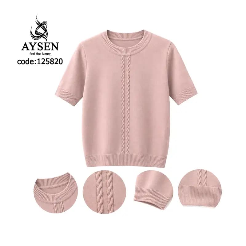تیشرت بافت گپ یقه گرد کنزل ترک Gap White Knit T-Shirt Turkish Kanzel Fabric 125820