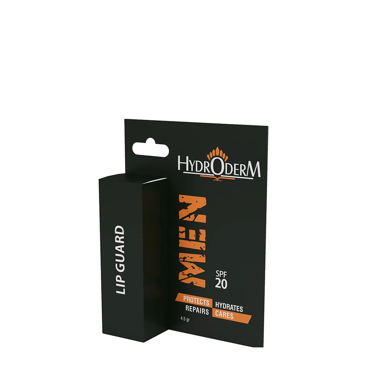 بالم لب استیکی آقایان هیدرودرم ترمیم کننده و محافظ لب بی‌رنگ Hydroderm Men Lip Guard Stick Spf20 4.5gr کد 258 — تصویر ۲