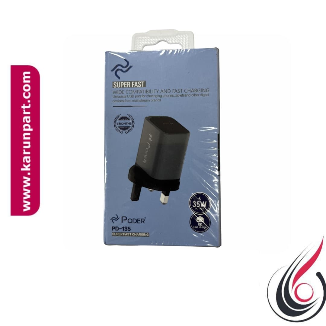 آداپتور شارژ سریع PODER مدل PD-135 توان 35 وات (35W Super Fast Charger