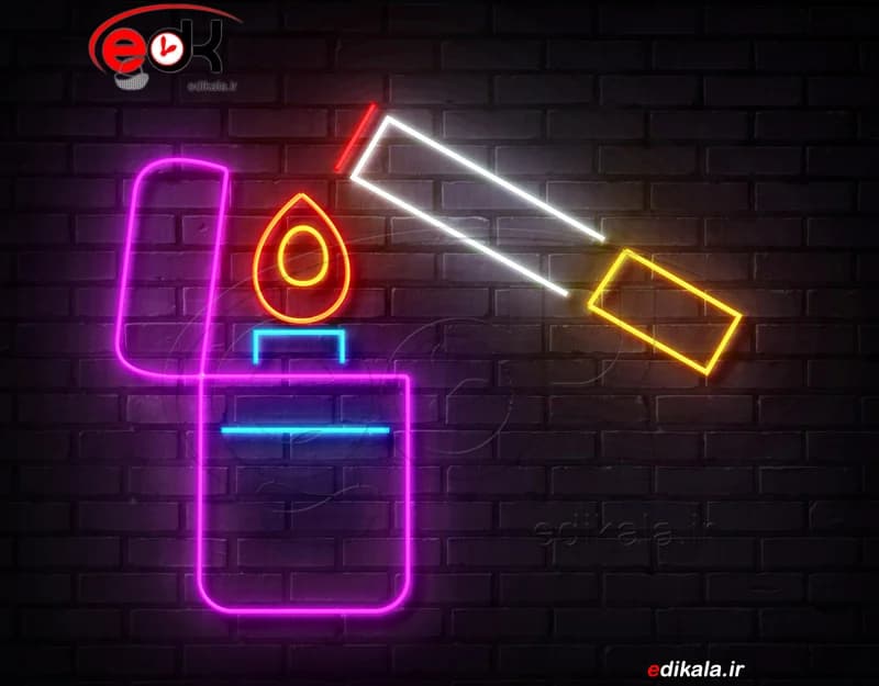تابلو نئون طرح فندک و سیگار شماره 1+آداپتور+فایل کورل