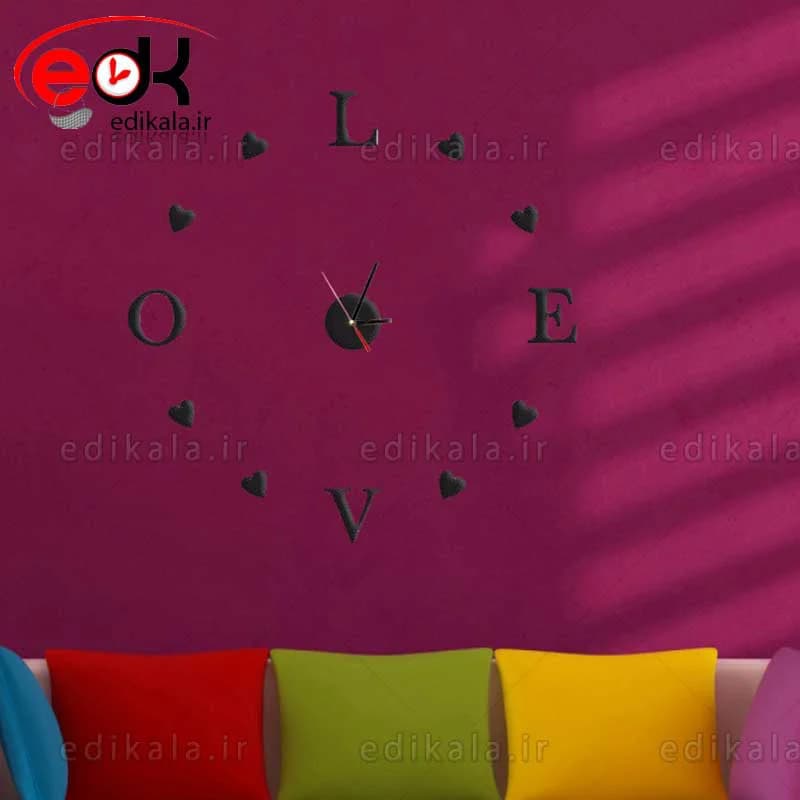 ساعت دیواری فانتزی طرح love در پنج رنگ