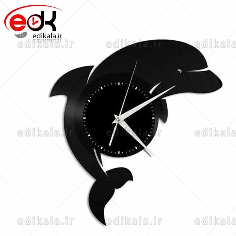 ساعت دیواری فانتزی طرح دلفین شماره 2 در رنگ و ابعاد انتخابی