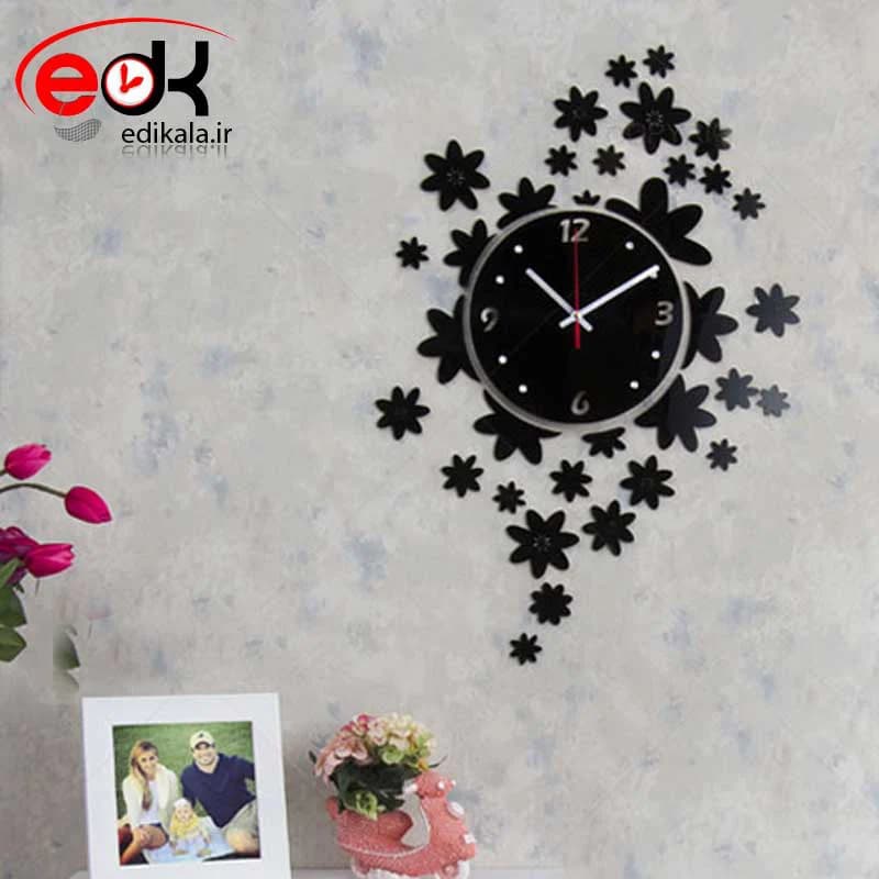 ساعت دیواری فانتزی طرح گلباران در پنج رنگ و ابعاد انتخابی+فایل لایه باز