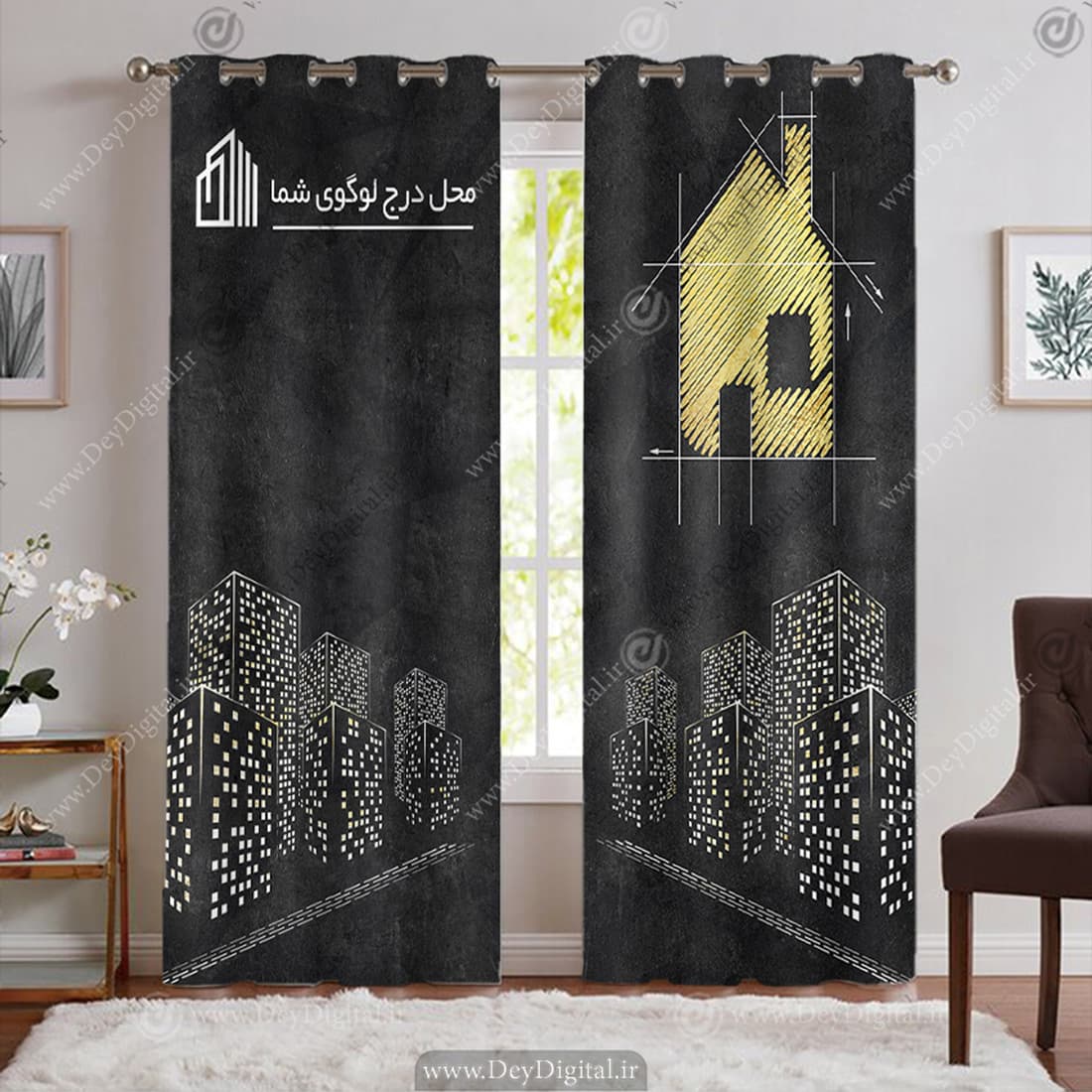 پرده پانچ تصویری طرح خونه های طلایی برای املاک BA-6881