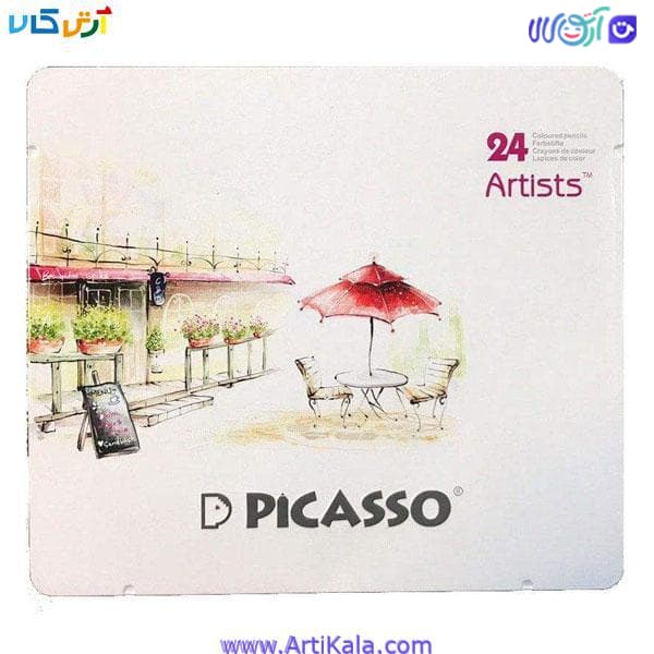 مداد رنگی 24رنگ جعبه فلزی پیکاسو PICASSO
