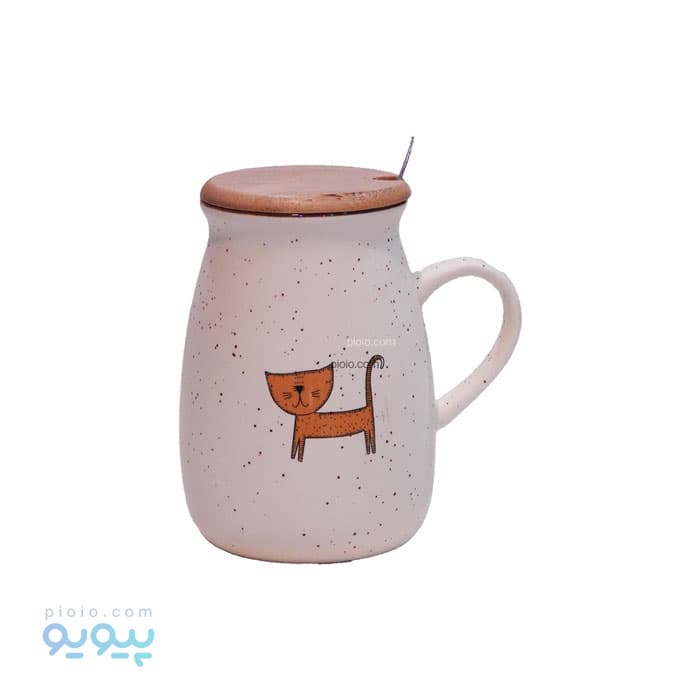 ماگ سرامیکی درب دار مدل گربه