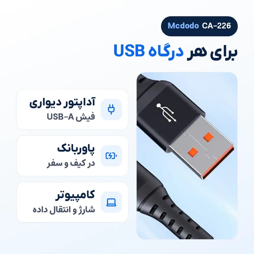 کابل آیفون کنفی USB به لایتنینگ مک دودو Mcdodo CA-226، 3 آمپر 1 متر — تصویر ۵