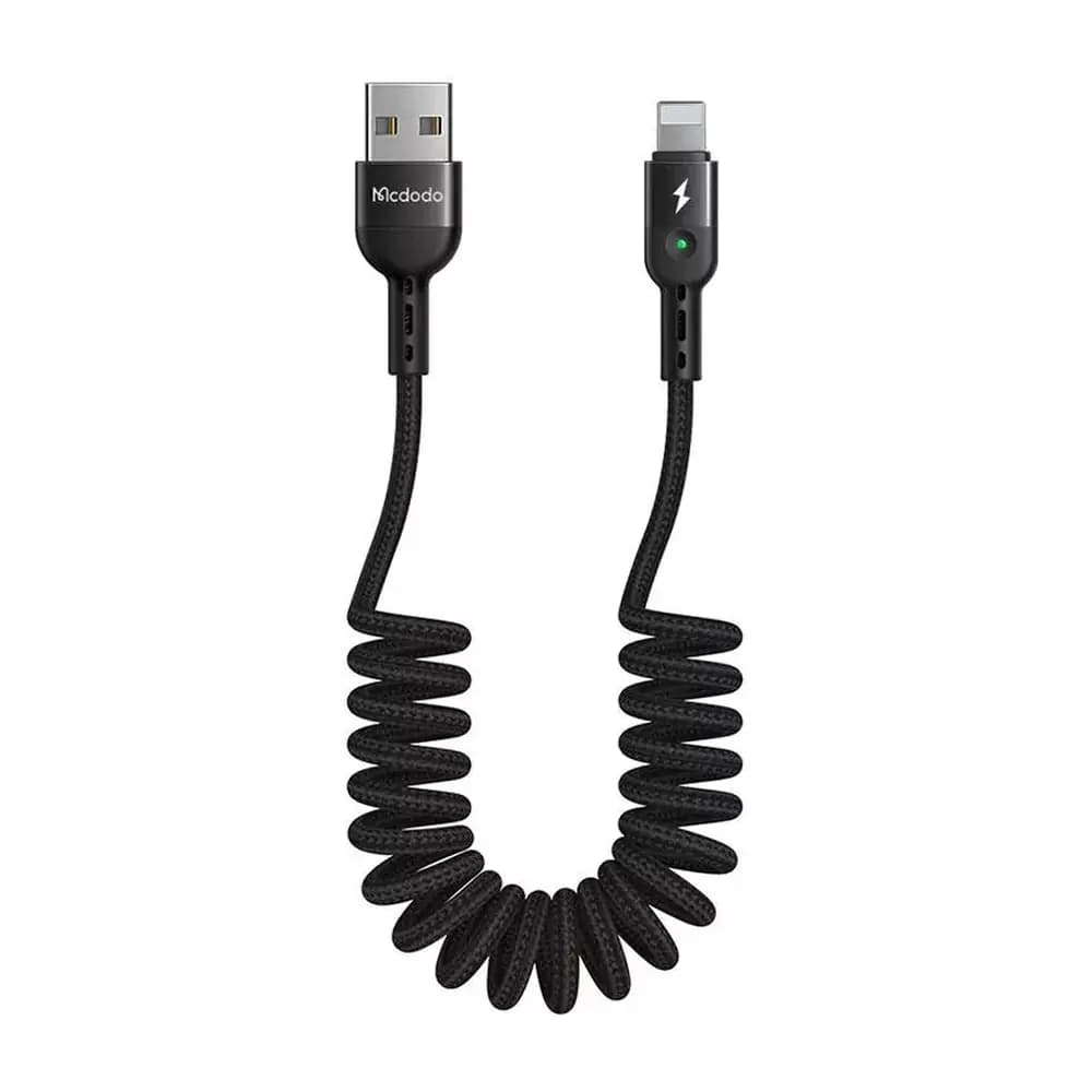 کابل فنری آیفون USB به لایتنینگ مک دودو Mcdodo CA-641 چراغ‌دار، 1.8 متر