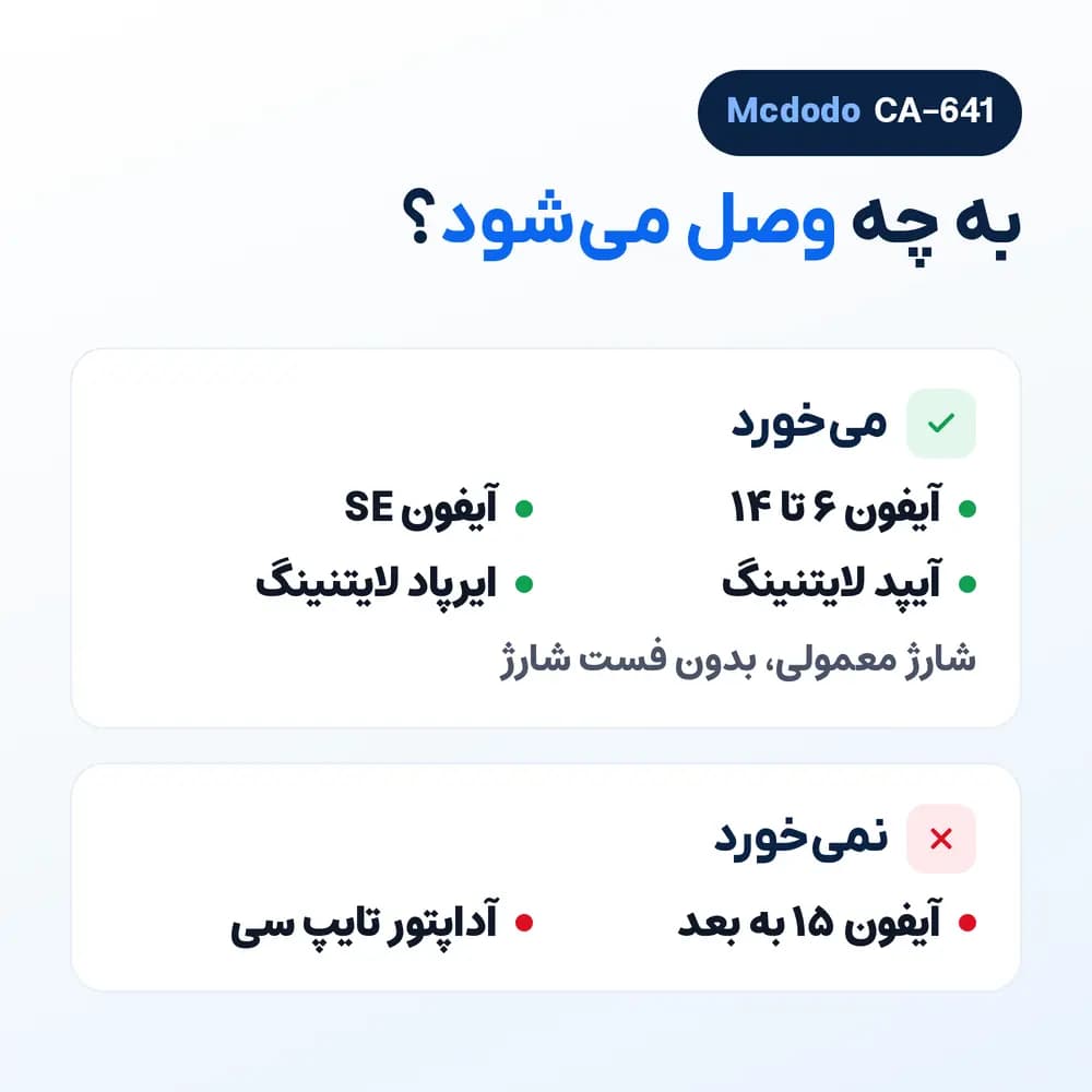 کابل فنری آیفون USB به لایتنینگ مک دودو Mcdodo CA-641 چراغ‌دار، 1.8 متر — تصویر ۸