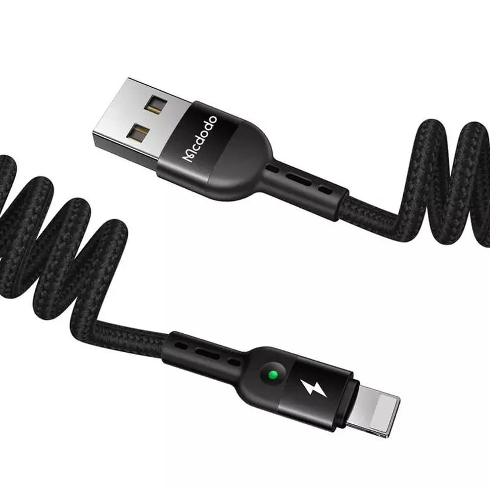 کابل فنری آیفون USB به لایتنینگ مک دودو Mcdodo CA-641 چراغ‌دار، 1.8 متر — تصویر ۳