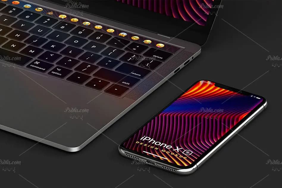 موکاپ مک بوک پرو و آیفون ایکس اس MacBook Pro iPhone XS Mockup — تصویر ۷