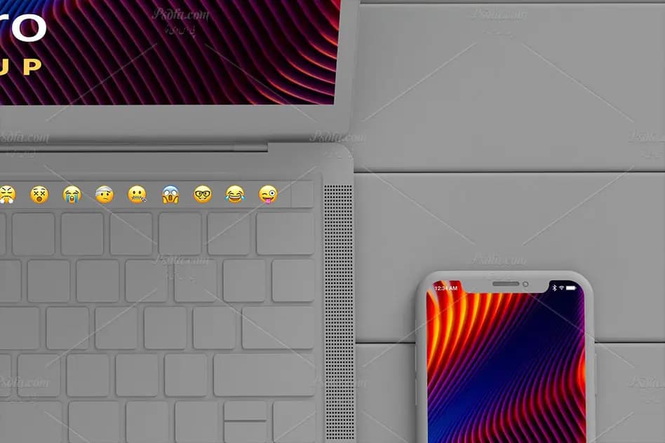 موکاپ مک بوک پرو و آیفون ایکس اس MacBook Pro iPhone XS Mockup — تصویر ۸