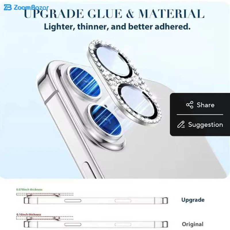 محافظ لنز دوربین فلزی بوف مدل Diamond Metal AR Lens مناسب برای گوشی موبایل iPhone 17 — تصویر ۷