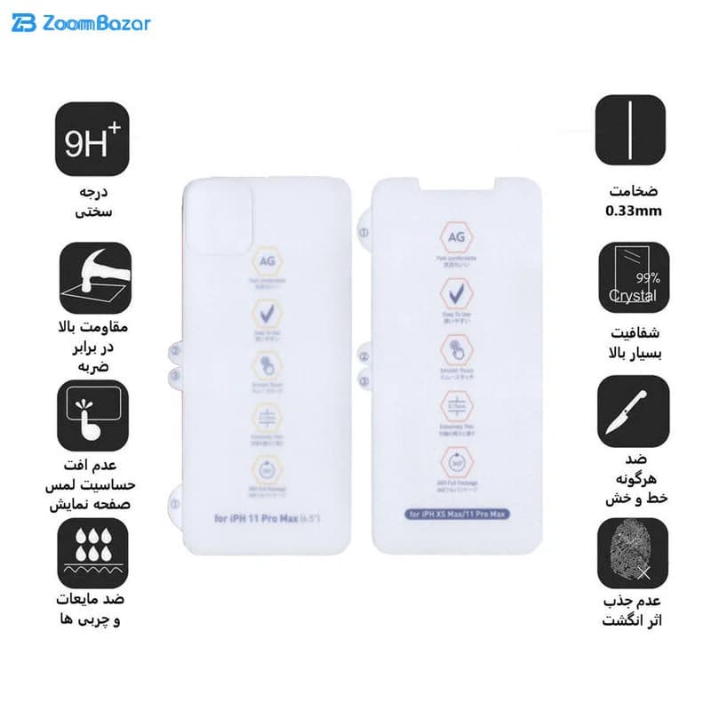 گلس و پشت گوشی مات بوف مدل HgM15 مناسب برای گوشی موبایل اپل IPhone 11 pro max (به همراه گارانتی ۶ ماهه) — تصویر ۷