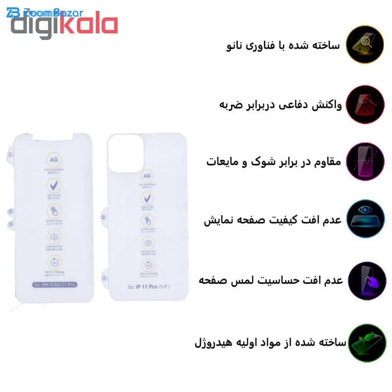گلس و پشت گوشی مات بوف مدل HgM15 مناسب برای گوشی موبایل اپل iphone 11 Pro — تصویر ۵