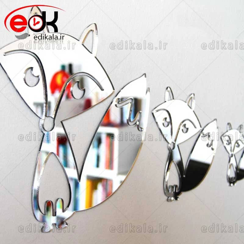 آینه دکوراتیو دیواری فانتزی طرح روباه در پنج رنگ بسته سه تایی
