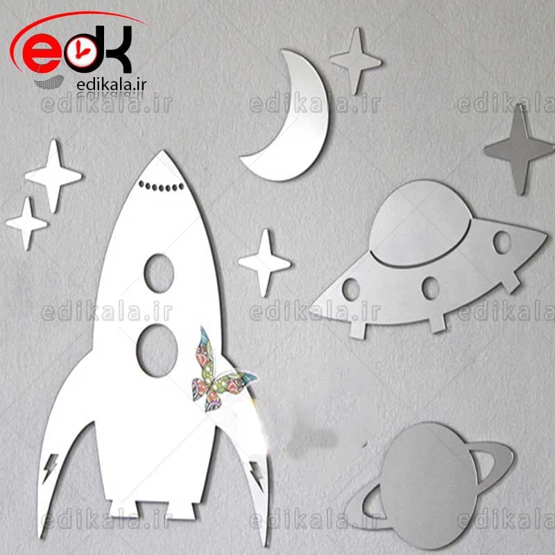آینه دکوراتیو دیواری فانتزی طرح فضانورد در رنگ و ابعاد انتخابی
