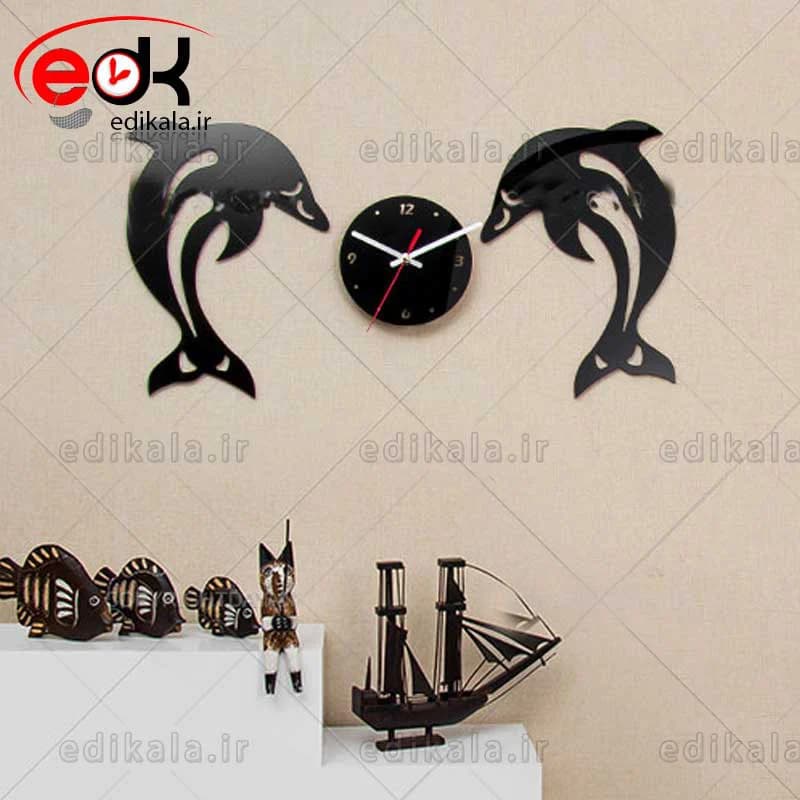 ساعت دیواری فانتزی طرح دلفین در رنگ و ابعاد انتخابی