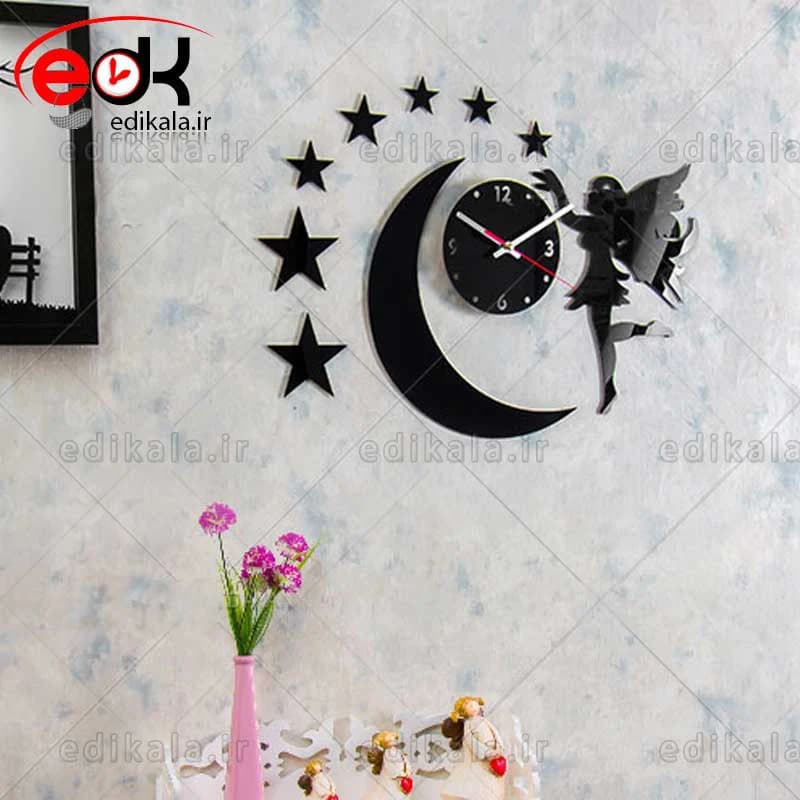 ساعت دیواری فانتزی طرح فرشته های آسمانی شماره 1 در ابعاد و جنس قابل انتخاب
