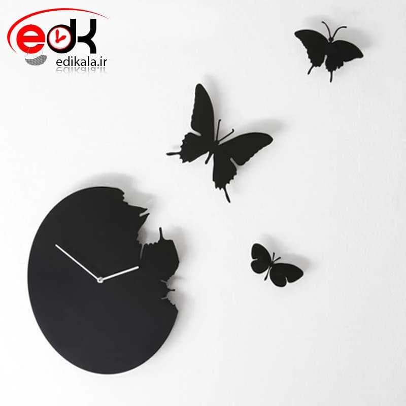 ساعت دیواری فانتزی طرح پرواز پروانه ها طرح یک در ابعاد و رنگ انتخابی