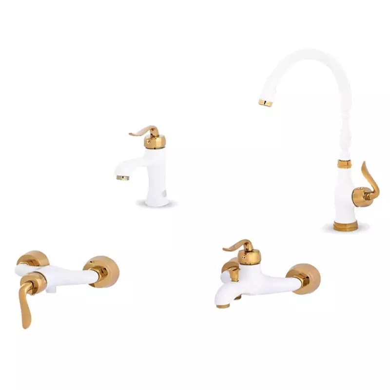 ست شیرآلات ایران گروه مدل سزار سفید طلایی