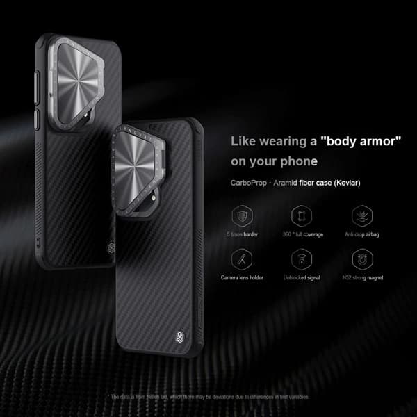 قاب ضد ضربه کمرا استند نیلکین Huawei Pura 70 Ultra مدل CarboProp — تصویر ۴