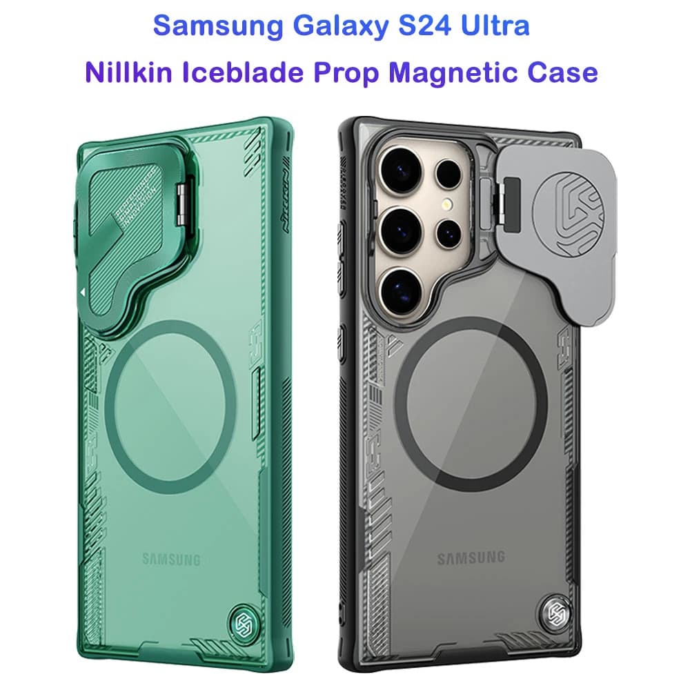 قاب کریستالی مگنتی کمرا استند نیلکین Samsung Galaxy S24 Ultra مدل Iceblade Prop Magnetic