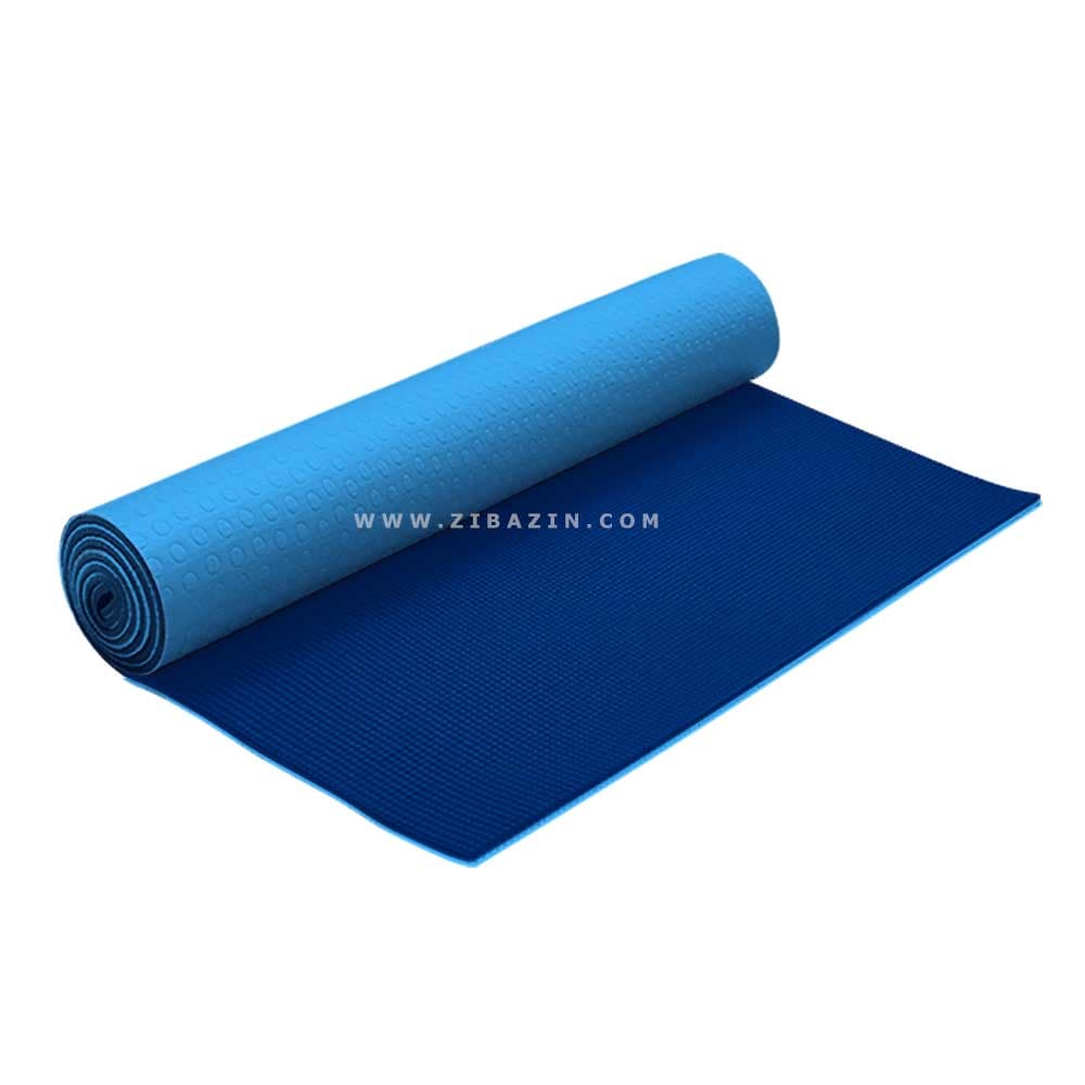 مت يوگا و پيلاتس (PVC) دولايه استپ دار 6 ميل : آبی