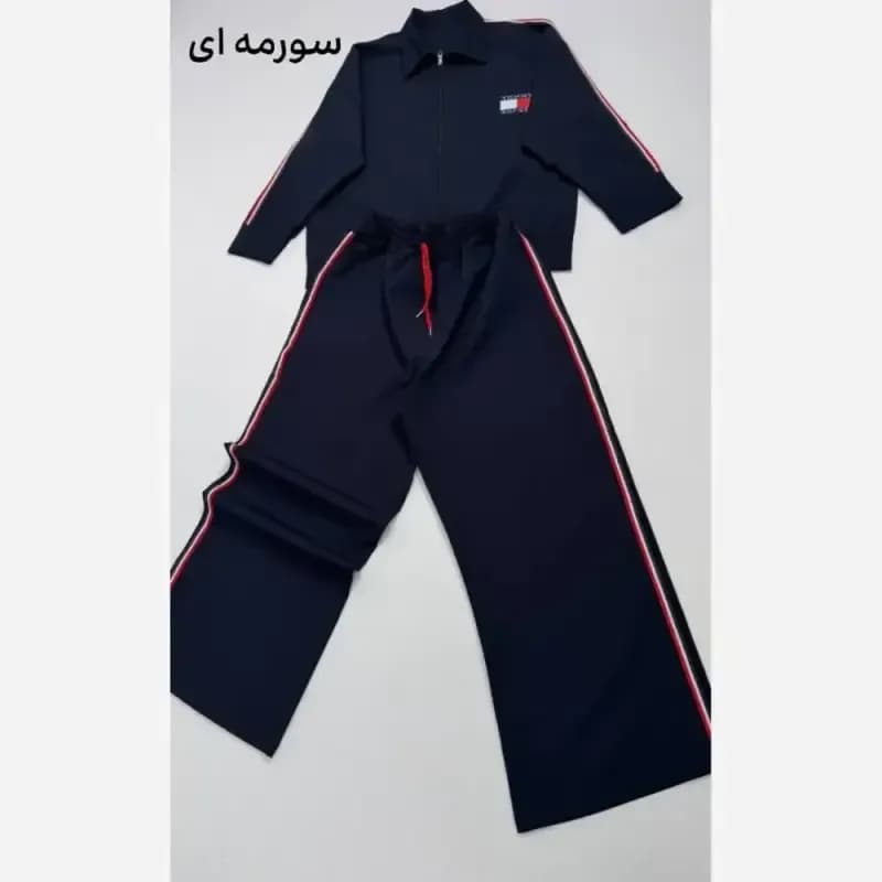 ست سویشرت شلوار زنانه مدل Tommy جنس دبل مازراتی رنگ مشکی سورمه ای موکا فری سایز — تصویر ۵