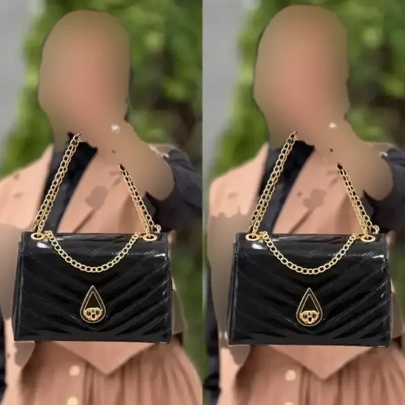 کیف زنانه چرم ورنی مشکی سایز آزاد — تصویر ۲