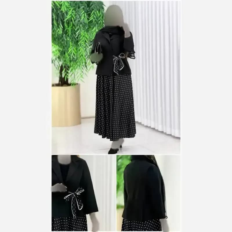 ست کت و دامن مدل ربکا جنس کت کرپ مازراتی و دامن بوگاتی فری سایز — تصویر ۴