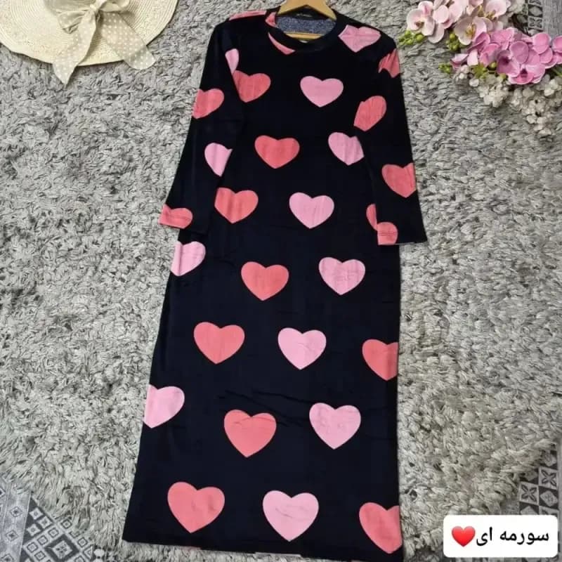 ماکسی مخمل مدل قلبی زنانه آستین بلند سایز 38 تا 48 — تصویر ۴