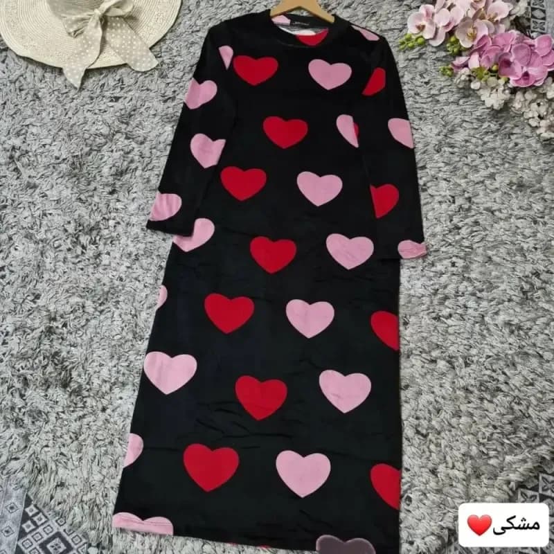 ماکسی مخمل مدل قلبی زنانه آستین بلند سایز 38 تا 48 — تصویر ۵