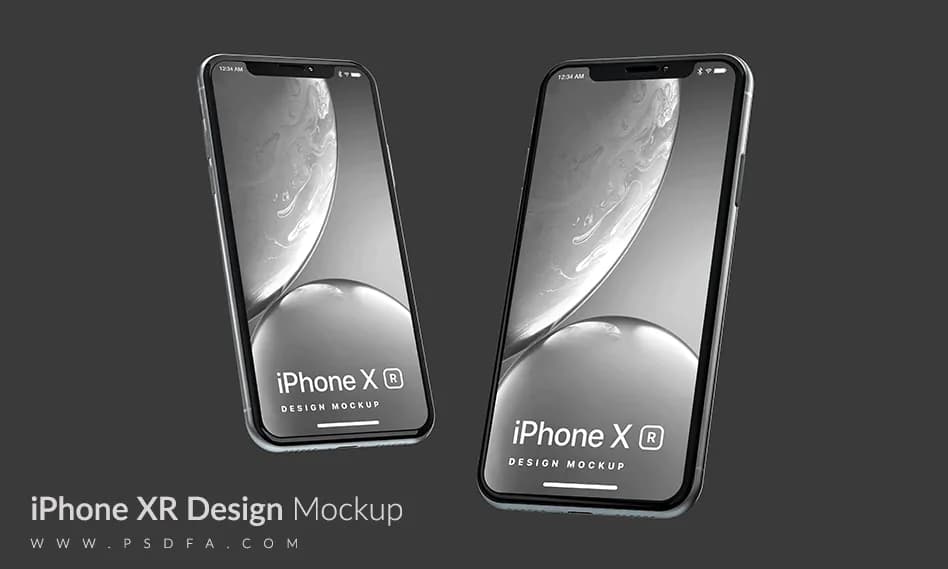 موکاپ آیفون ایکس آر به صورت لایه باز برای فتوشاپ iPhone XR Mockup