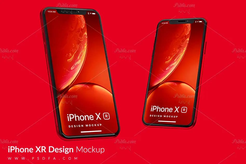 موکاپ آیفون ایکس آر به صورت لایه باز برای فتوشاپ iPhone XR Mockup — تصویر ۳
