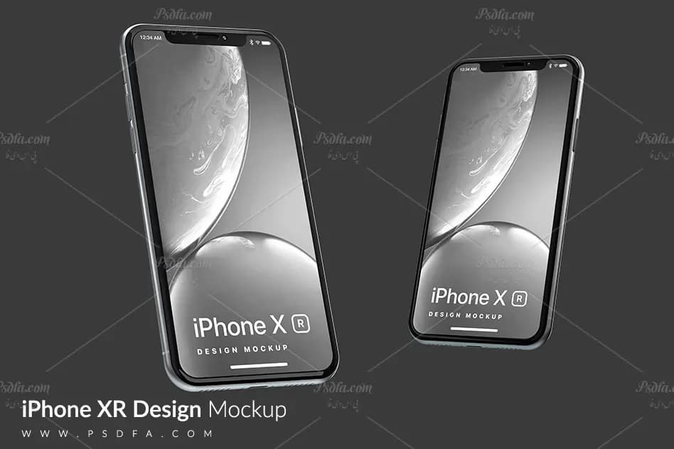 موکاپ آیفون ایکس آر به صورت لایه باز برای فتوشاپ iPhone XR Mockup — تصویر ۶