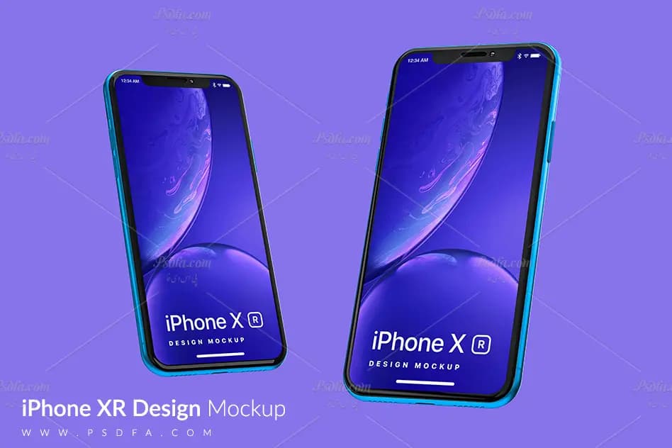 موکاپ آیفون ایکس آر به صورت لایه باز برای فتوشاپ iPhone XR Mockup — تصویر ۴