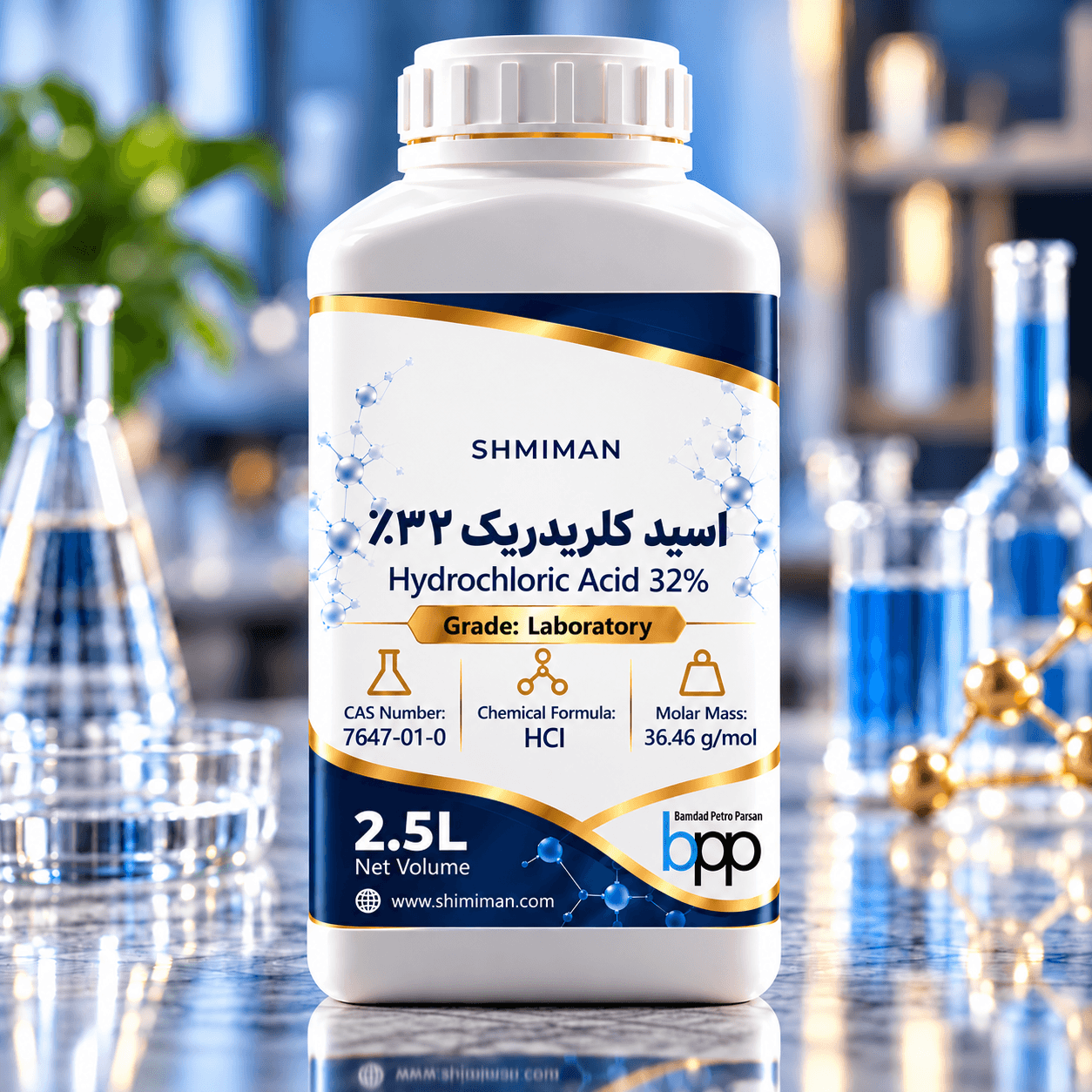 اسید کلریدریک ۳۲٪ گرید Laboratory برند شیمی | مشخصات و خرید